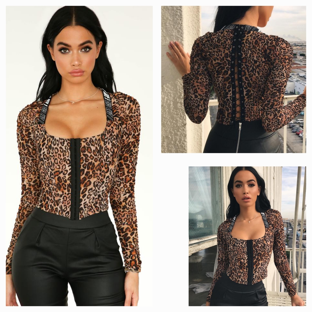 I.AM.GIA Animal Print Ruched Top